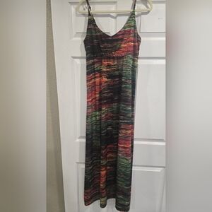 Multi‎ Colored Spaghetti Strap Slip Maxi Dress